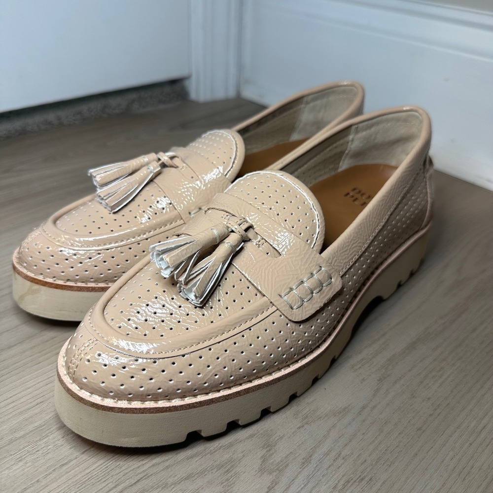 Donald‎ Pliner Haarlem Platform Loafers 8 Beige/Blush Perforated Patent Leather